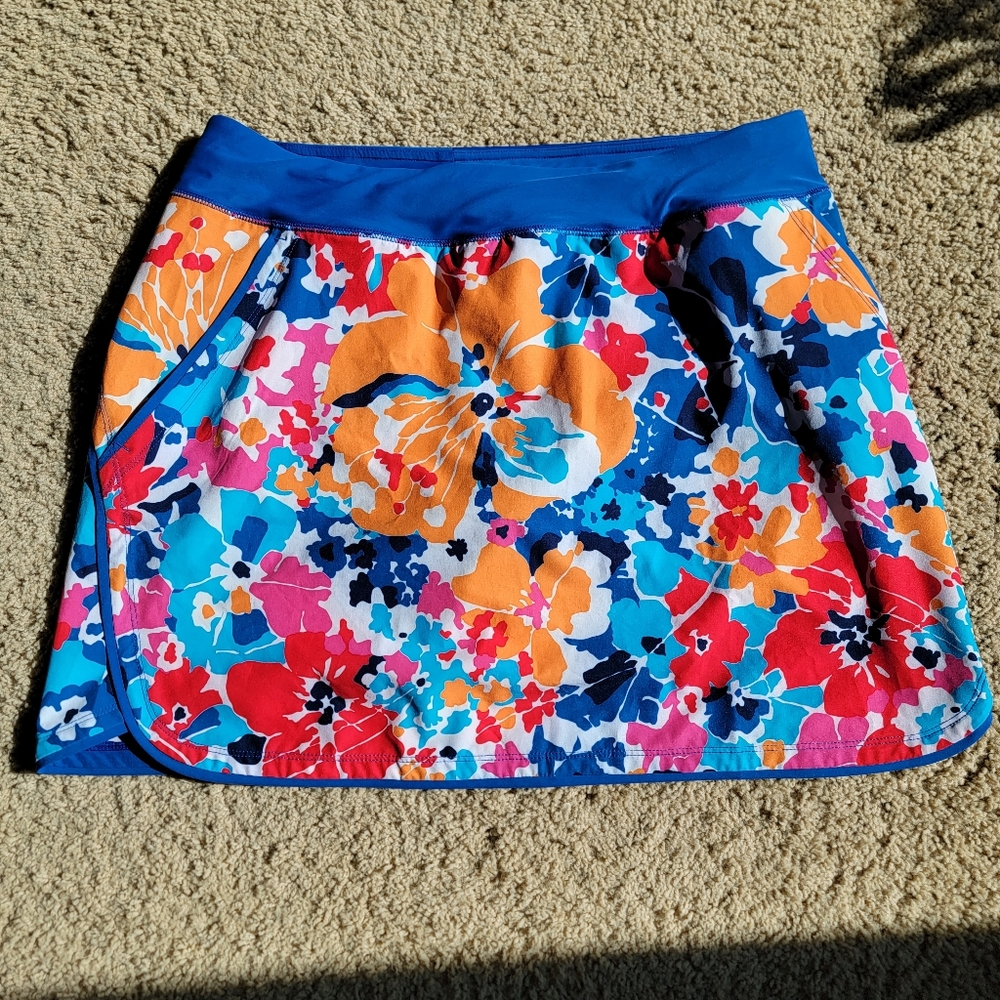 Lands End Swim Skort - Size 14 - Colorful, Pockets - EUC!